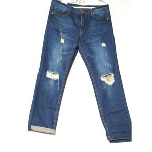 American Bazi Women's High Rise Factory Distressed Boyfriend Denim Jeans Sz 9